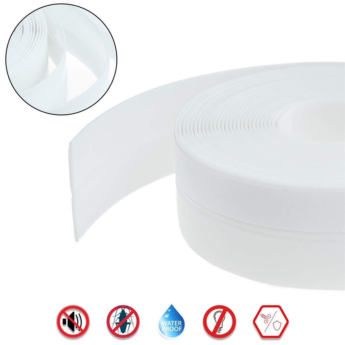 16Ft Long Weather Stripping for Sliding Door and Other Kinds of Doors and Windows Cold Gap Seal Strip Weatherproof Draft Stopper Sweeps Insulation Seals 1 inch Width(25mm White)