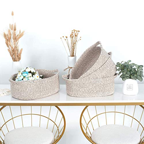 MINTWOOD Design Set of 4 Cotton Rope Nesting Baskets, Decorative Woven