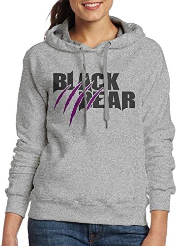 CSECGAR Black Bear Paw Women's Pullover Hooded Sweatshirt M Ash