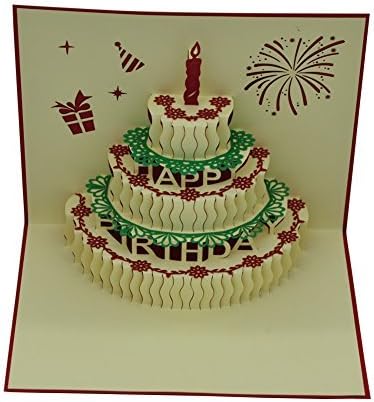 Handmade 3D Pop Up Birthday Cards Creative Greeting Cards (90° Happy Birthday Cake)