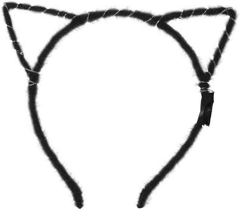 mAjglgE Cute Cat Ear Flashing LED Light Hairband Party Perform Headband Hair Hoop Decor - Black