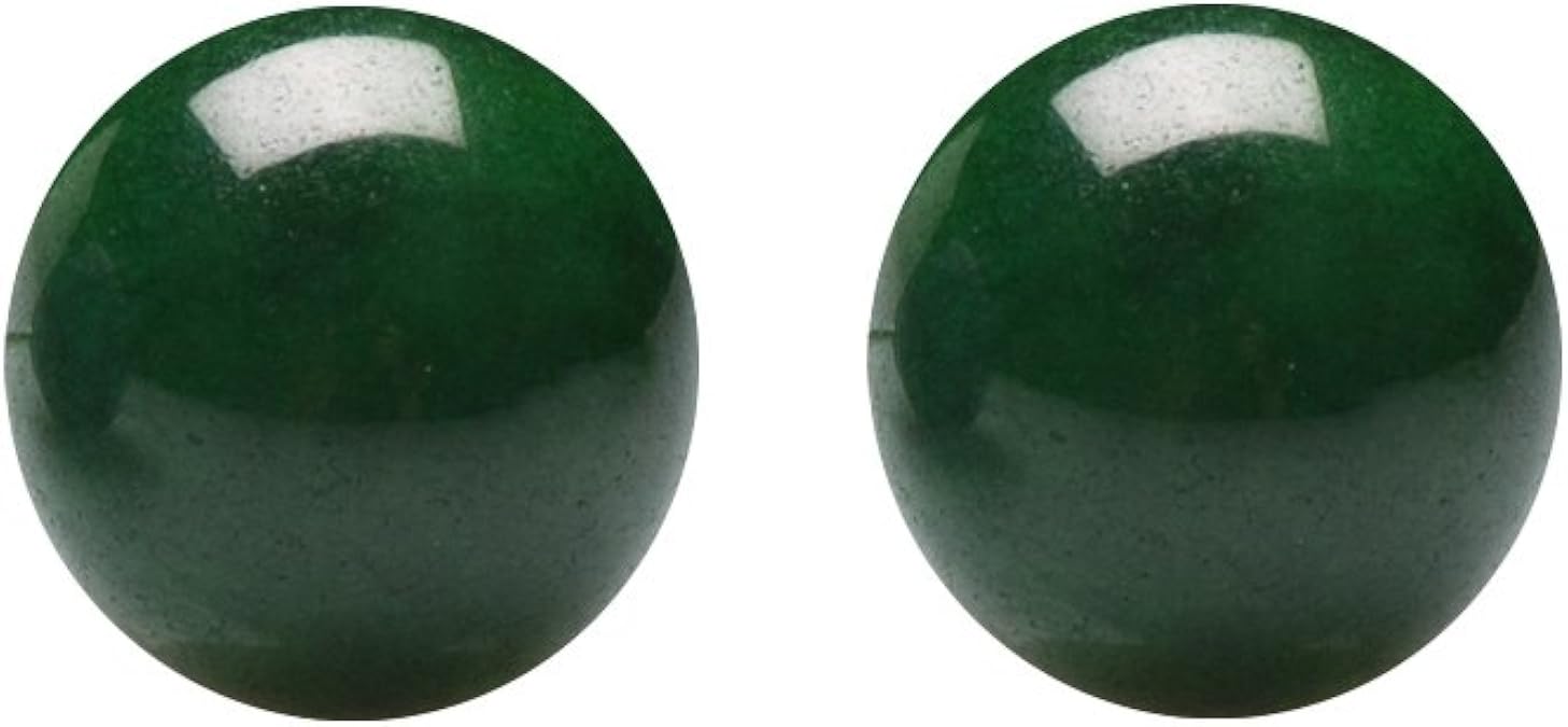 Amazon.com: Dark Green Jade 10mm Sterling Silver Ball Stud Earrings