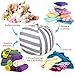 BROLEX Extra Large 38'' Stuffed Animals Bean Bag Chair Cover-100% Cotton Canvas Kids Toy Storage Zipper Bags Comfy Pouf for Unisex Boys Girls Toddlar, Grey White Stripe