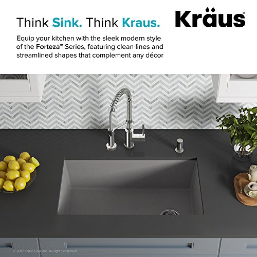 Kraus Forteza 32” Undermount Single Bowl Granite Kitchen Sink (Grey) - Thumbnail 2