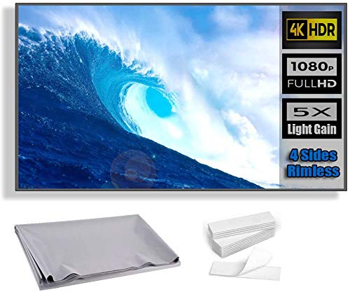 Projection screen, 120 inches 16:9 HD foldable anti-folding portable portable projector movie screen, used for outdoor indoor support of home backyard theater, high contrast, long service life