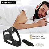 Improved Anti Snoring Chin Strap for Jaw. New Perforated Design Makes It More Breathable. Includes Bonus Eye Mask and Nose Vents for Ultimate Chin Supporter Sleep System. Stops Snoring Instantly