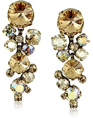 Circular Crystal Cluster Drop Earrings