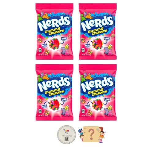 Nerds Gummy Clusters 5oz (Pack of 4) WITH Bonus Nostalgic Mystery Candy ...