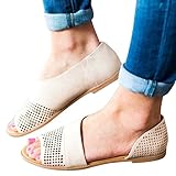 Dellytop Womens Open Toe Flat Sandals Side Cut Out Slip-on Ankle Booties Flats