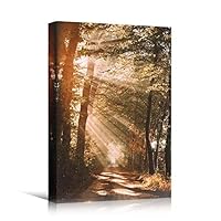 Canvas Wall Art Autumn Dramatic Forest Landscape Living Room Orange Photography Rustic - 12x18 inches