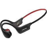 Yistao Bone Conduction Headphones, Open Ear Headphones Wireless Earphones, 32GB MP3, 8 Hours Playtime, Bluetooth 5.3, IP68 Waterproof Earphones for Running and Fitness Workout - Red