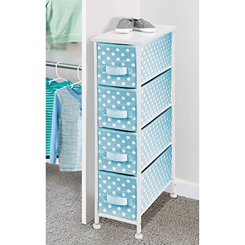 mDesign Narrow Vertical Dresser Drawers Sturdy Steel Frame, Wood Top