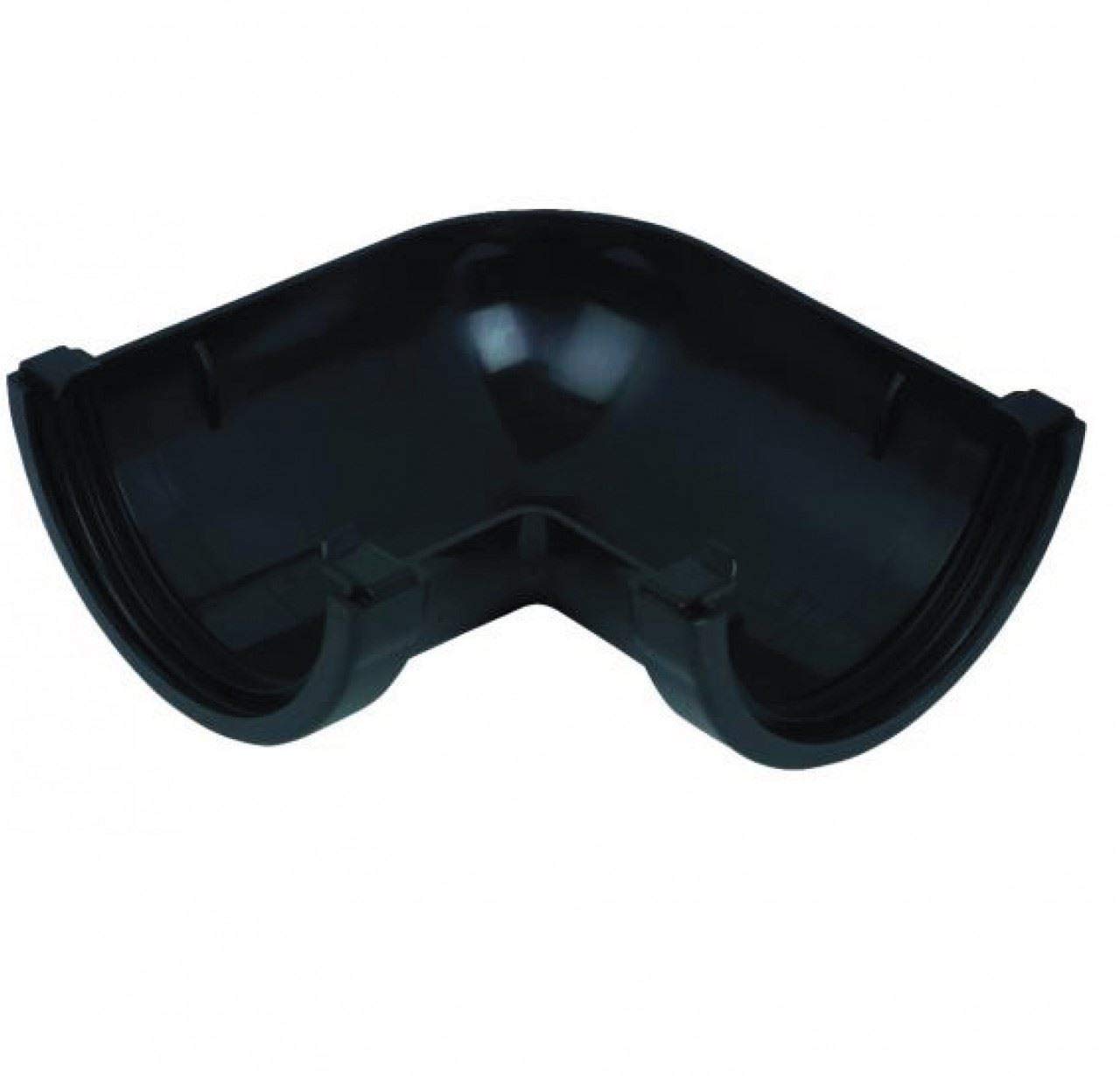 FLOPLAST 112mm Round Gutter Pipe 90 Degree Angle - Black - Pack of 2