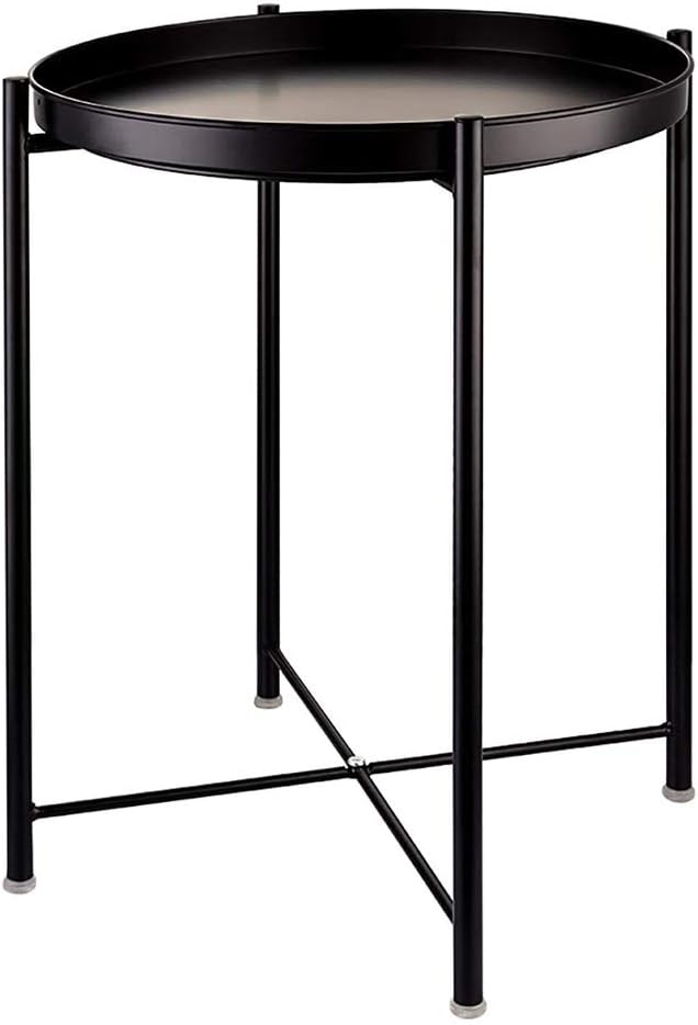 Black Metal End Side Tables, Sofa Table Small Round Side