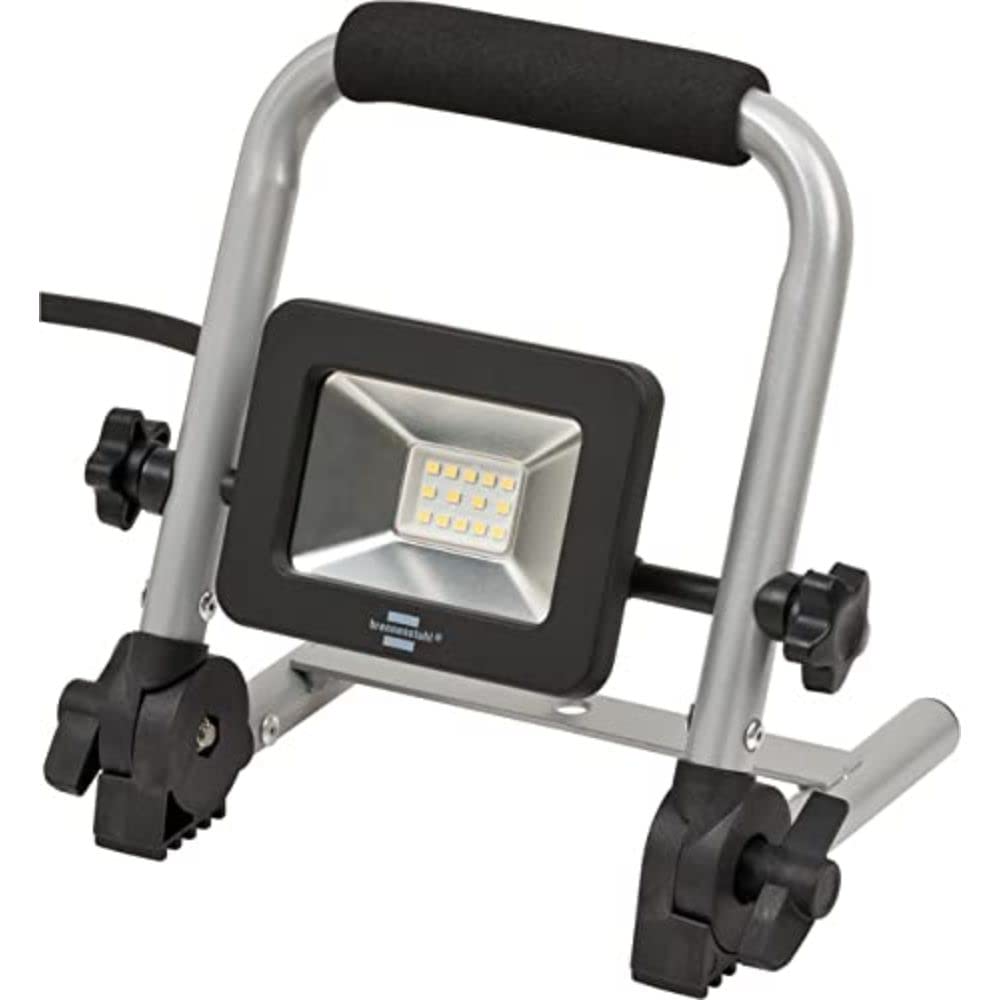 Brennenstuhl LED Work Light EL 753 M/Job Site Light 10W for Indoor and Outdoor Use IP65 (Portable Floodlight 900lm with 1,5m Cable and Foldable Frame, IK08)