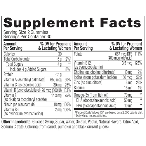 OLLY PRENATAL MULTIVITAMIN GUMMY, SUPPORTS HEALTHY GROWTH AND BRAIN DEVELOPMENT, FOLIC ACID, VITAMIN D, OMEGA 3 DHA, CHEWABLE SUPPLEMENT, CITRUS BERRY FLAVOR, 30 DAY SUPPLY – 60 COUNT