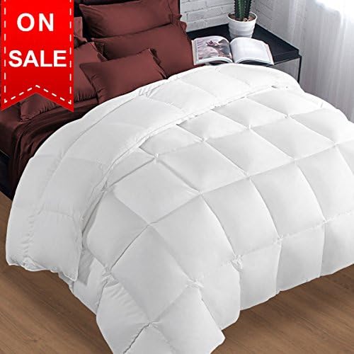 Queen Comforter Soft Summer Cooling Goose Down Alternative Duvet Insert 2100 Hypoallergenic Quilt with Corner Tab for all Season, Prima Microfiber Filled Reversible Hotel Collection,White,88 X 88 inch