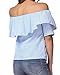 Romacci Women's Ruffle Off Shoulder Embroidered Floral Striped Tie Front Casual Crop T-shirt Top Blouses