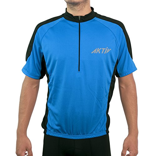 Aktiv Sports Men Cycling Short Sleeve Jersey (X-Large, Blue)