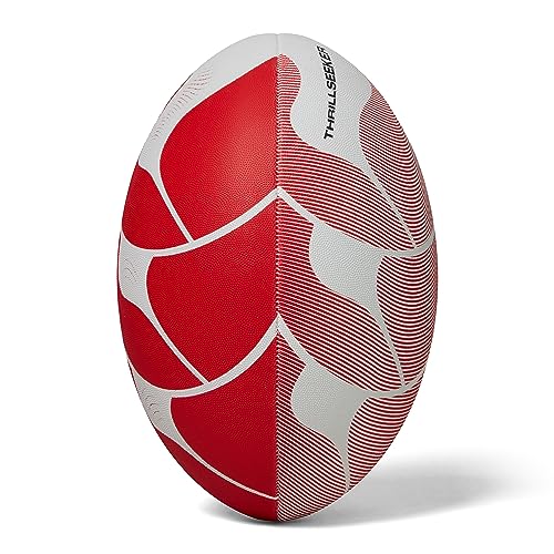 Canterbury Unisex Thrillseeker Play Rugby Ball | Standard Grip | Training Ball Rugby Ball, White/Red, 3