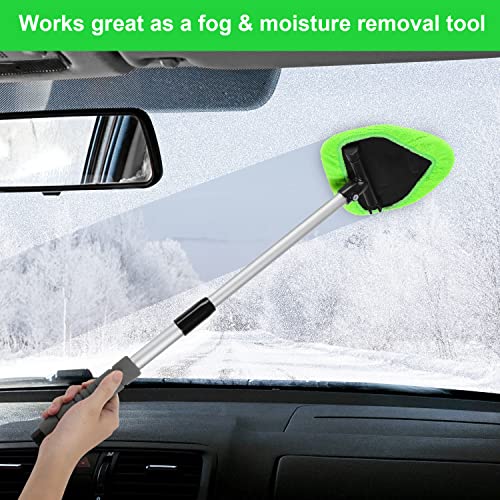 X XINDELL Car Window Cleaner – 24Inch Windshield Cleaning Tool with Spray Bottle, Microfiber Bonnets – Extendable Car Washer Kit with Long Soft Sponge Handle