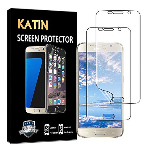 KATIN Galaxy S6 Edge Screen Protector - [2-Pack] [Full Max Coverage] Screen Protector for Samsung Galaxy S6 Edge (Case Friendly) HD Clear Anti-Bubble Film with Lifetime Replacement Warranty