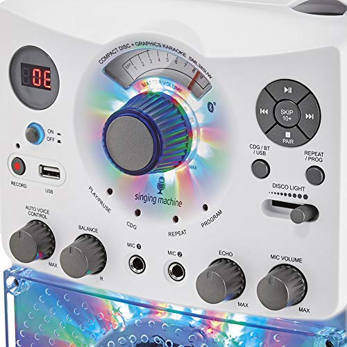 Singing Machine SML385UW Bluetooth Karaoke System with LED Disco Lights