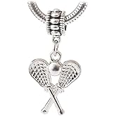 Dangle Lacrosse Sticks and Ball Charm Bead
