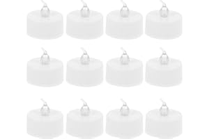 Hoement 12pcs Flameless LED Candle Lights with Button Battery, Plastic Decorative Electric Candle Lamps