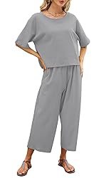 Nfsion Summer Cotton Linen Sets for Women 2 Piece