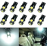Cutequeen LED Car Lights Bulb White T10 5050 5-smd 125 Lumens 921 194 168 -Blackboard(pack of 10)