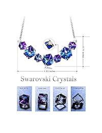 Collar de cristal PLATO H collar con colgante sonriente cadena con cambio de color collar con cristal Swarovski el mejor regalo para ella, cadena extensible 18", Azul Océano, N017_Blue