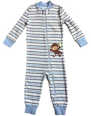 Boy's Bodysuit Romper (2T, Blue Stripe Monkey)