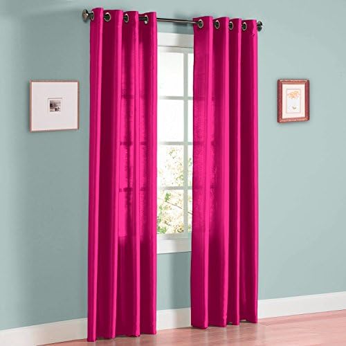 Gorgeous Home (MIRA) 2 Panels Solid Grommet Faux Silk Window Curtain Drapes Treatment in 63" 84" 95" 108" Length and Many Colors (HOT Pink, 95" Long)
