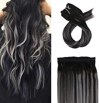 Moresoo 16 Inch Medium Length Hair Extensions Halo Real Hair
