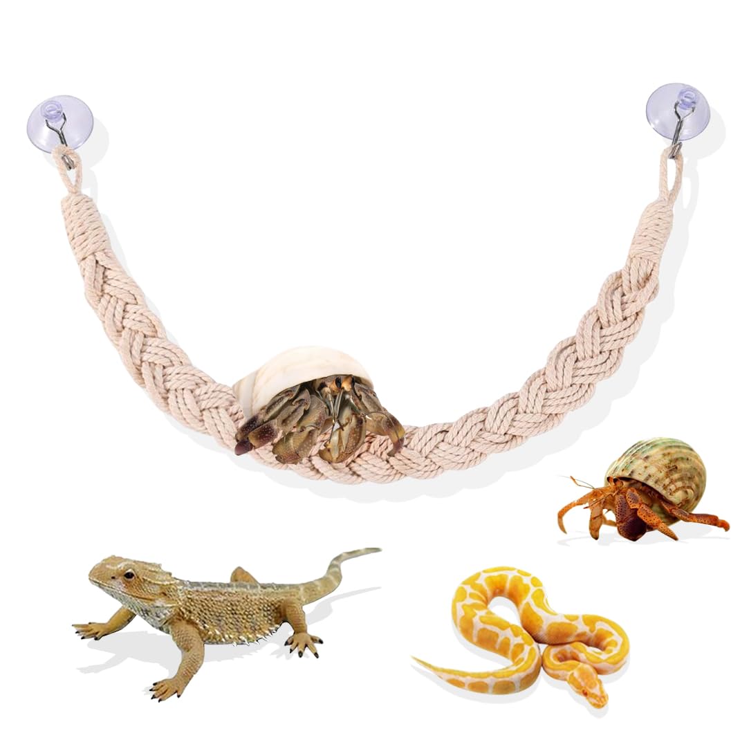 DIYBravo 23.6 Inches Hermit Crab Climbing Toys, Hermit Crab Toys Climbing Ladder with Hooks, Hermit Crab Climbing Bridge Hermit Crab Accessories Suitable for Lizards Geckos Snakes (Beige)