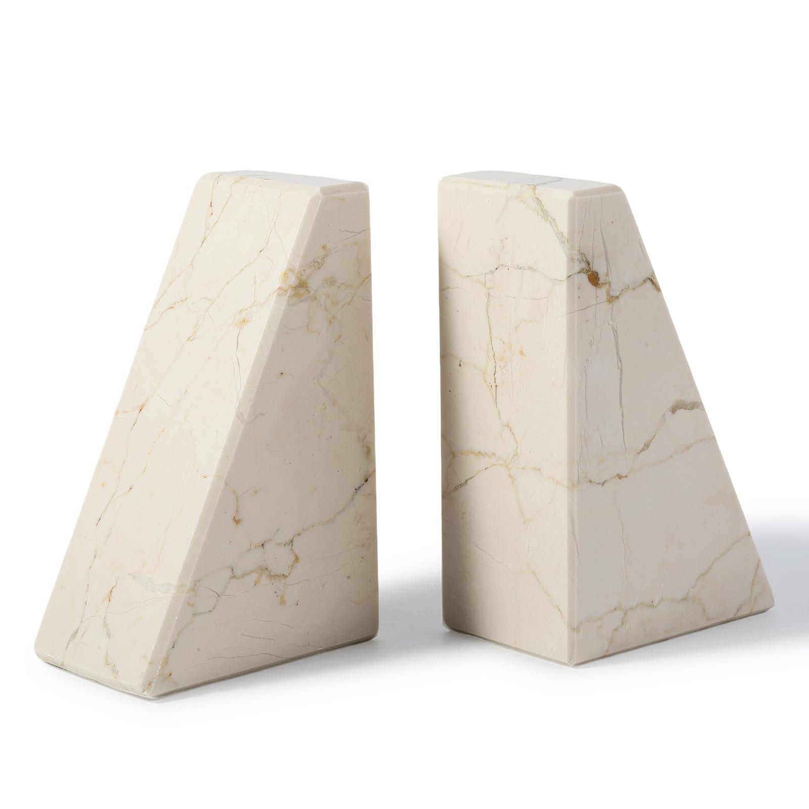 Photo 1 of *MINOR DAMAGE - USED*
Koville Marble Bookends for Shelves, Large Bookends for Heavy Books, Non-Slip Heavy Duty Book Stopper for CD/Movies, Aesthetic Decorative Bookends for Shelves Table Home Decor(Beige)