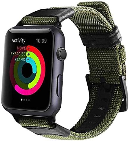 KIM88 Compatible Apple Watch Series 4 40mm Canvas Leather Watch Strap, Man Woman Luxury Adjustable Replacement Watch Band, Soft Breathable Canvas Leather Sport Loop Band Replacement Band Wristband