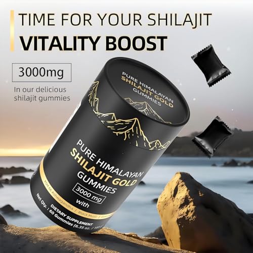 Pure Shilajit Gold Gummies 3000mg for Men & Women – Himalayan Shilajit with Fulvic Acid & 85+ Trace Minerals – Organic Shilajit Supplement, 60 Gummies