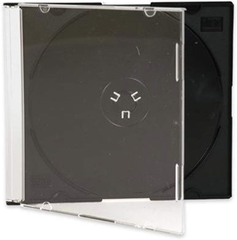 Maxtek Ultra Thin 5.2mm Slim Clear CD Jewel Case with Built in Black Tray, 100 Pack.