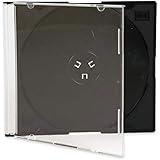 Maxtek Ultra Thin 5.2mm Slim Clear CD Jewel Case with Built in Black Tray, 100 Pack.