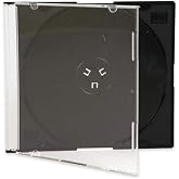 Maxtek Ultra Thin 5.2mm Slim Clear CD Jewel Case with Built in Black Tray, 100 Pack.