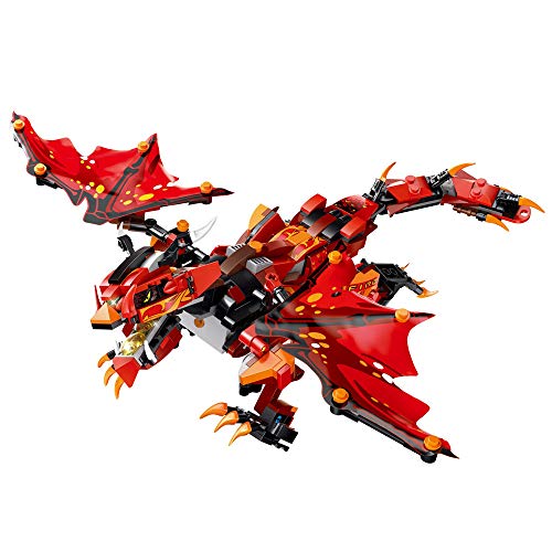 Insaneness Xmas Gifts RC Smart Dinosaur Building Blocks Walking Electronic Robot STEM DIY Toy for Kids (Red)