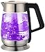 Ovente Electric Hot Water Glass Kettle 1.8 Liter with 5 Heat Settings and LED Lights, 1100 Watts, Fast Heating and Keep Warm Function, Perfect for Coffee, Tea, or Boiling Water, Silver KG66S