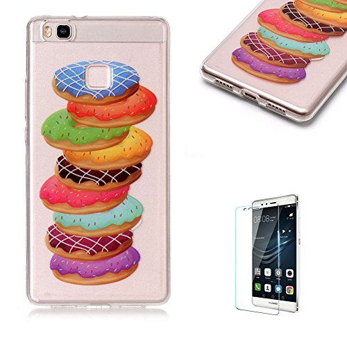 For Huawei P9 Lite Case,Funyye Fashion lovely Lightweight Ultra Slim Transparent Soft Gel Silicone TPU Bumper Anti Scratch Protective Cover for Huawei P9 Lite - Donut