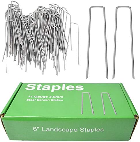 MySit 6" Galvanized Landscape Staples Garden Stakes Pins 200 Pack