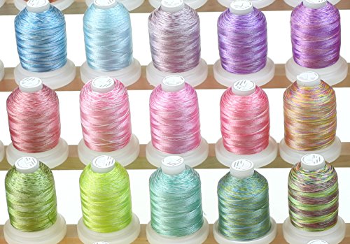 New 50 Cones Varigated Colors Polyester Machine Embroidery Machine Thread for Brother Babylock Janome Singer Pfaff Husqvarna Bernina Machines