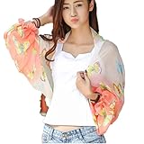 Binmer(TM) Women Beach Sunscreen Cuff Chiffon Printed Silk Scarf Driving Sleeves (Watermelon Red)