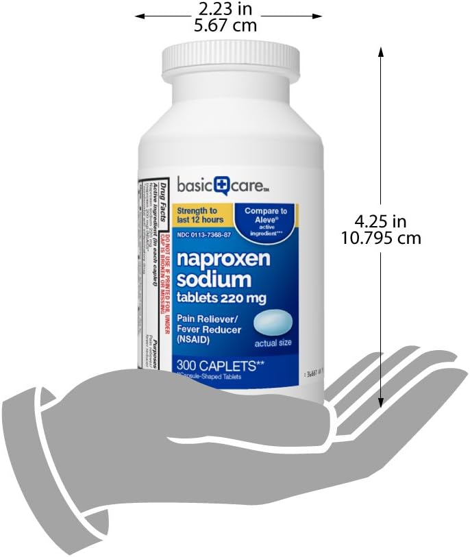 Basic Care Naproxen Sodium Tablets, 300 Count (Pack of 1): Health & Personal Care