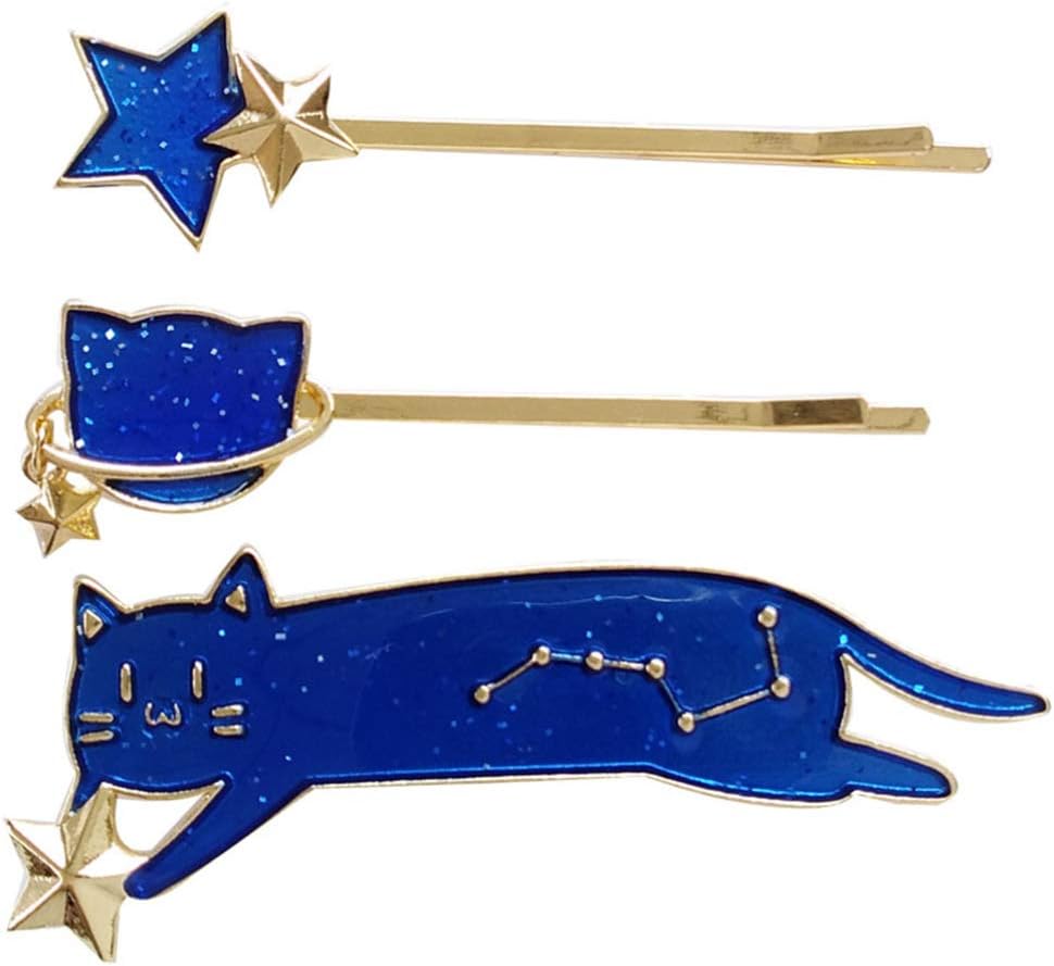 Lurrose Hair Pin 3pcs Cat Hair Clips Hairpins Animal Star Clips Barrette Bobby Pin Clamps Hair Accessories for Students Teens Girls Women Hair Clip
